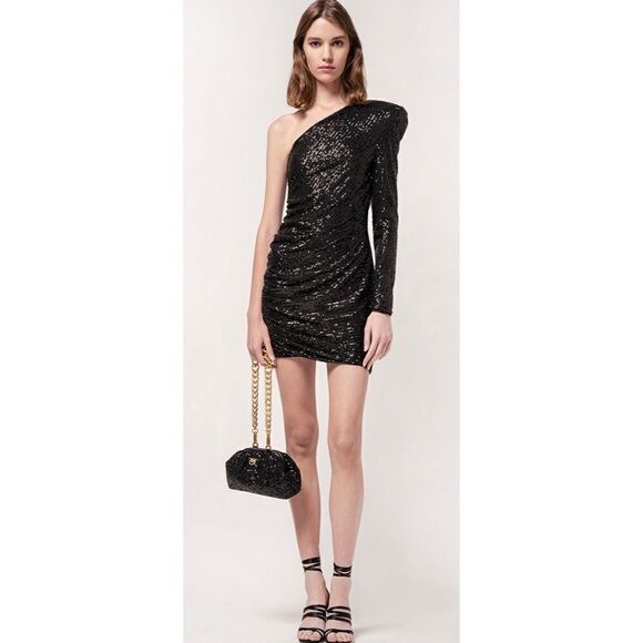 Pinko Dresses & Skirts - NWT Pinko Sequined One-Shoulder Dress sz S in Black